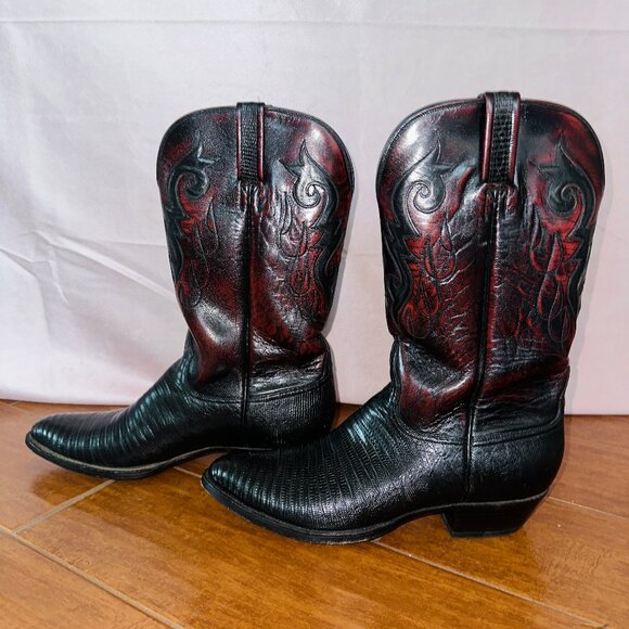 Lucchese Red Lizard Boots - Men's Size 9 D - Picture 2 of 8